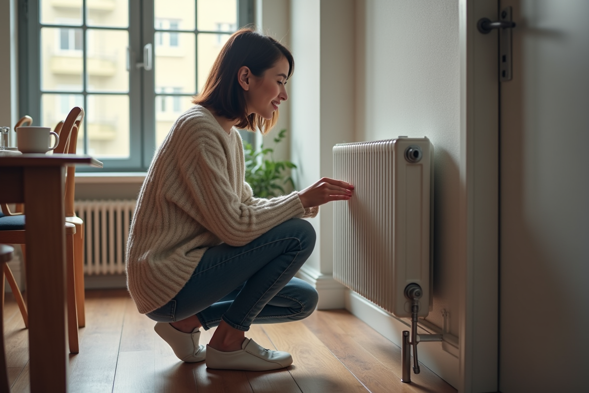 Jeune femme vérifiant les réglages d