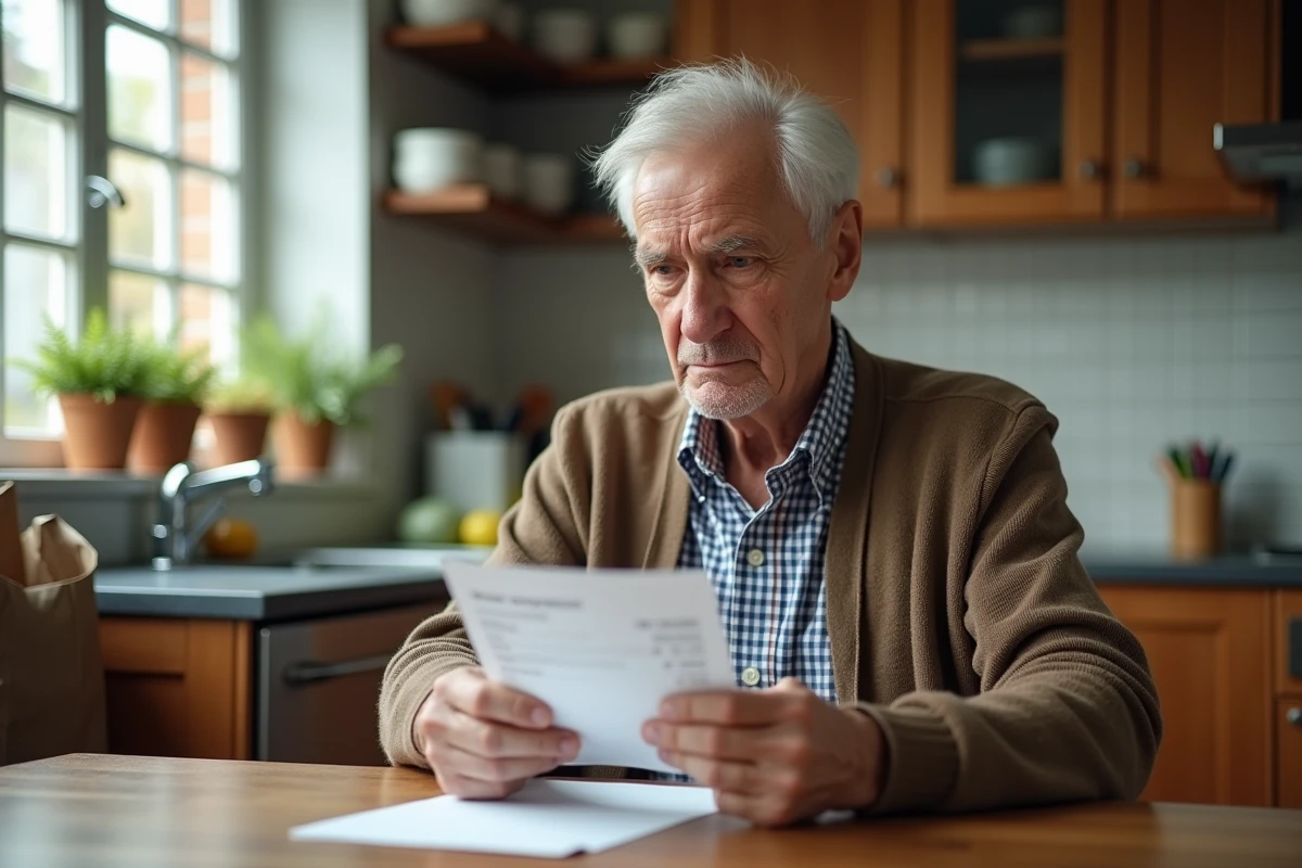 Homme âgé vérifiant sa facture d